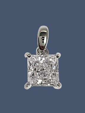 1.20 ct Sterling Silver Princess Pendant Classic Solitaire